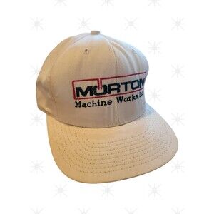 Vintage 90s MORTON Machine Works Inc White Hat The Game Brand Cap Snap Back